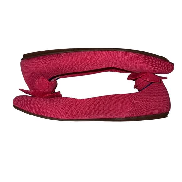 Rothy's The Petal Square Soiree Pink Ballet Flats with Blue Trim Size 11.5 - Picture 10 of 12